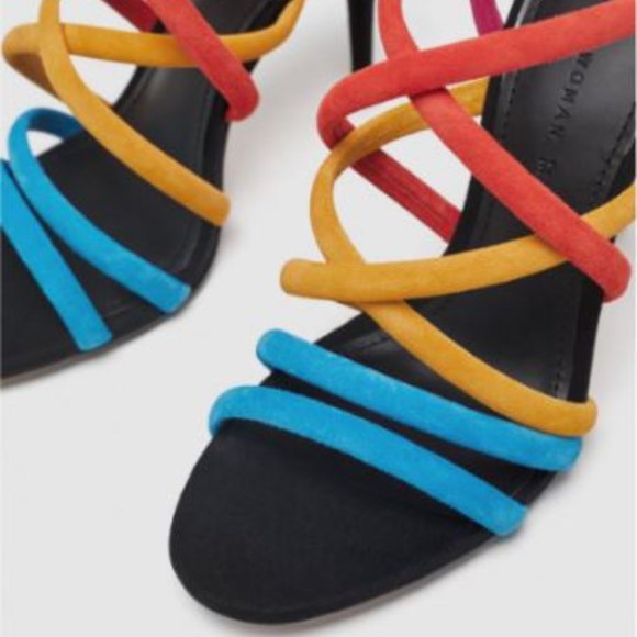 ZARA MULTICOLOR GENUINE SUEDE SANDALS, NEW, SZ. 7 1/2 - Picture 3 of 6